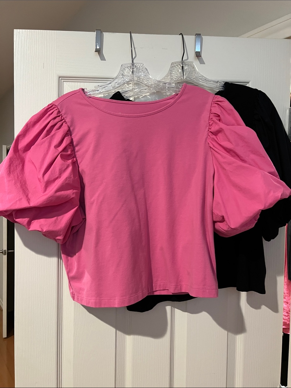 Set of 2 Women’s Puff Sleeve Top - Pink and black